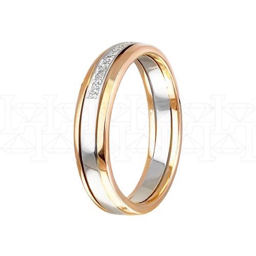 Фото - Кольцо обручальное из цветного золота с бриллиантами из коллекции "Парные обручальные кольца" R4139-4892 (210)