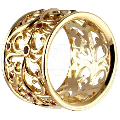 Фото - Кольцо из цветного золота с рубинами из коллекции "Хохлома" R3290-4099 (776)