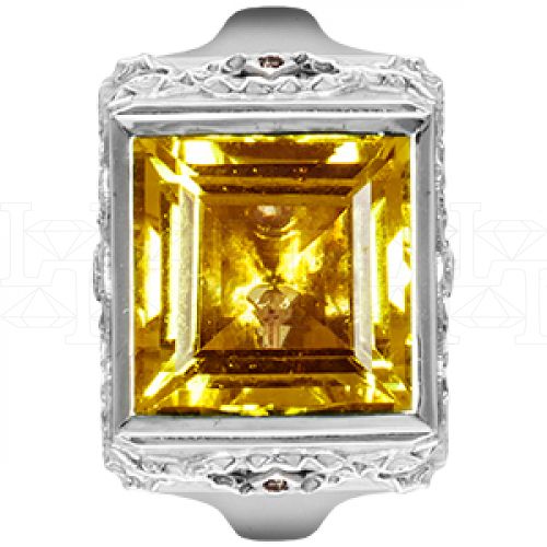 Фото - Кольцо из белого золота с цитрином и коньячными бриллиантами из коллекции "Талисман" R2948-3549 (331)