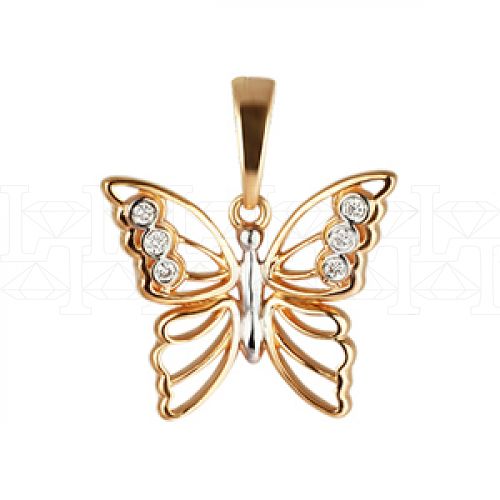 Фото - Подвеска бабочка из белого золота с бриллиантами P2997-4902 (195)
