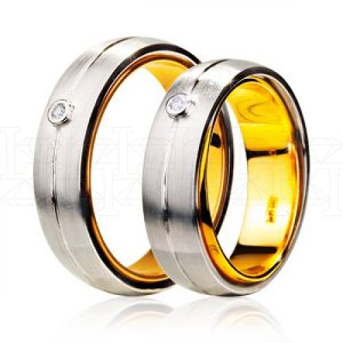 Фото - Кольцо обручальное из цветного золота с бриллиантом из коллекции "Парные обручальные кольца" VDR.A3396 (210)