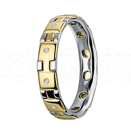 Фото - Кольцо из цветного золота с бриллиантами из коллекции "Двойные обручальные кольца" R3363-12160 (242)