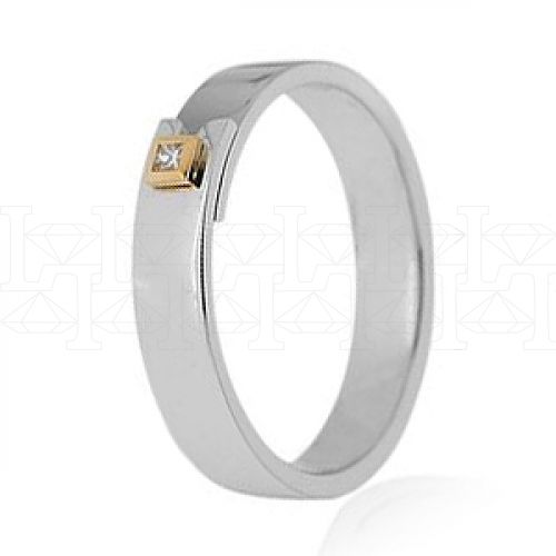 Фото - Кольцо обручальное из белого золота с бриллиантом из коллекции "Обручальные кольца с  одним бриллиантом" VDR.A2716 (243)