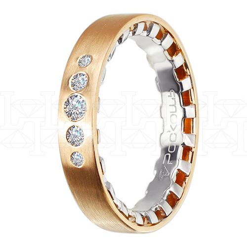 Фото - Кольцо обручальное из бело-рыжего золота с бриллиантами из коллекции "Парные обручальные кольца" R4703-5680C (210)