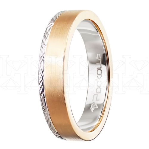 Фото - Кольцо обручальное из бело-рыжего золота с бриллиантами из коллекции "Парные обручальные кольца" R4161-5211-01 (210)