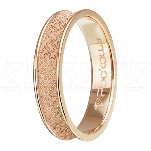 Фото - Кольцо обручальное из рыжего золота с бриллиантом из коллекции "Парные обручальные кольца" R5094-7283 (210)