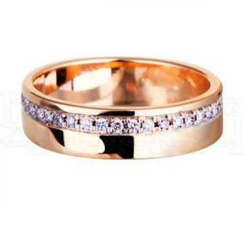 Фото - Кольцо обручальное из рыжего золота с бриллиантами из коллекции "Обручальные кольца с дорожкой" R100-H1T3W50-41 (241)