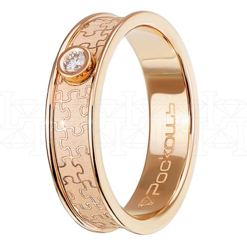 Фото - Кольцо обручальное из рыжего золота с бриллиантом из коллекции "Парные обручальные кольца" R5094-7258 (210)
