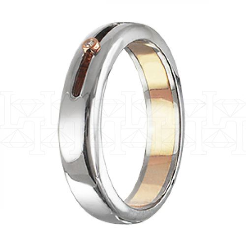 Фото - Кольцо обручальное из цветного золота с бриллиантом из коллекции "Парные обручальные кольца" R4171-4951 (210)