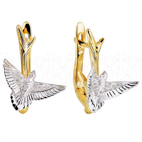 Фото - Серьги из цветного золота с бриллиантами из коллекции "Птички" E4604-5433 (711)