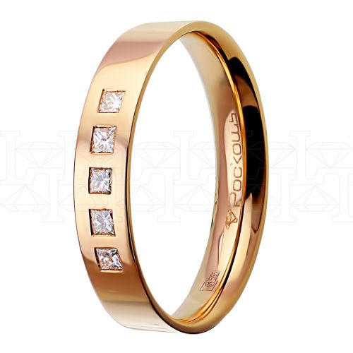 Фото - Кольцо из рыжего золота с бриллиантами из коллекции "Обручальные кольца с  одним бриллиантом" R7394-10185 (243)