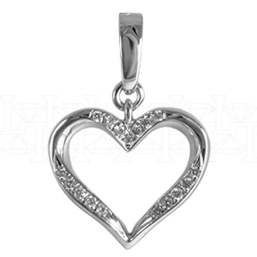 Фото - Подвеска сердце из белого золота с бриллиантами P3945-4590 (193)