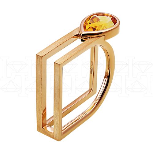 Фото - Кольцо квадратное из рыжего золота с цитрином из коллекции "Серпантин" R8066-11142 (811)