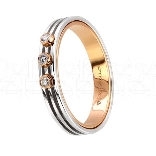 Фото - Кольцо из бело-рыжего золота с бриллиантами из коллекции "Парные обручальные кольца" R3990-5125 (210)