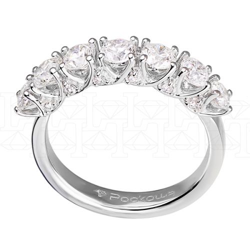 Фото - Кольцо обручальное из белого золота с бриллиантами из коллекции "Обручальные кольца с дорожкой" R3172-6526 (241)
