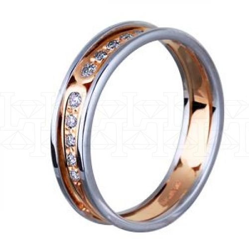 Фото - Кольцо двойное из цветного золота с бриллиантами из коллекции "Двойные обручальные кольца" R2053-4398 (242)