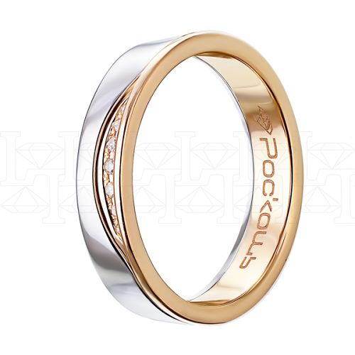 Фото - Кольцо обручальное из бело-рыжего золота с бриллиантами из коллекции "Парные обручальные кольца" R3996-4722 (210)