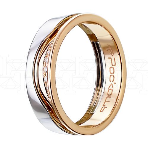 Фото - Кольцо обручальное из бело-рыжего золота с бриллиантами из коллекции "Парные обручальные кольца" R3996-4722 (210)