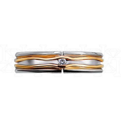 Фото - Кольцо двойное из цветного золота с бриллиантом из коллекции "Двойные обручальные кольца" VDR.Y0416 (242)