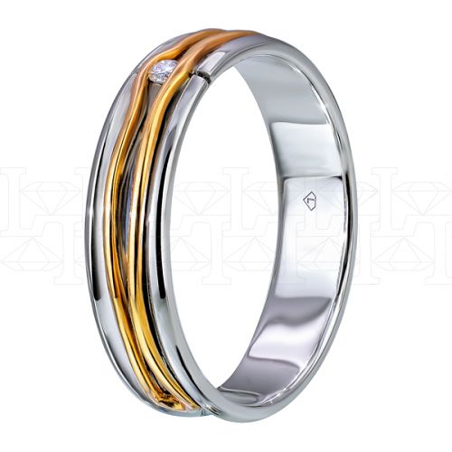 Фото - Кольцо двойное из цветного золота с бриллиантом из коллекции "Двойные обручальные кольца" VDR.Y0416 (242)