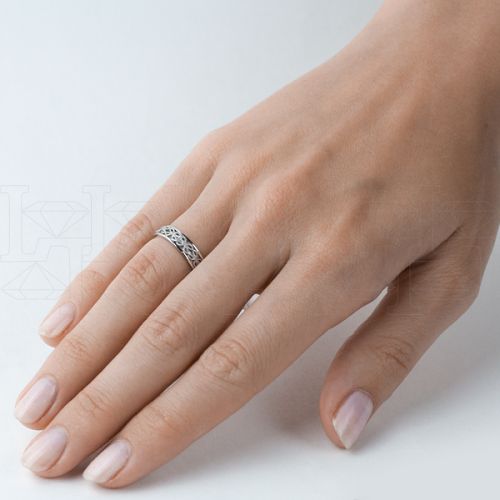 Фото - Кольцо обручальное из белого золота с бриллиантом из коллекции "Обручальные кольца с  одним бриллиантом" VDR.A2970 (243)