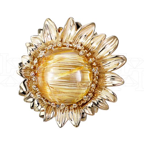 Фото - Кольцо из желтого золота с кварцем и бриллиантами из коллекции "Забава" R5876-7417 (716)