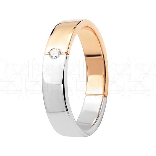 Фото - Кольцо обручальное из цветного золота с бриллиантом из коллекции "Парные обручальные кольца" R4160-4833 (210)