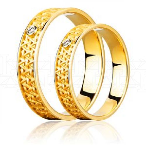 Фото - Кольцо обручальное из желтого золота с бриллиантом из коллекции "Парные обручальные кольца" VDR.A2976 (210)