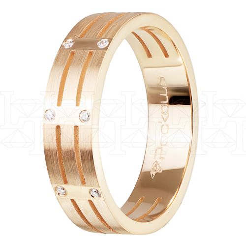 Фото - Кольцо обручальное из рыжего золота с бриллиантами из коллекции "Парные обручальные кольца" R5063-6331 (210)