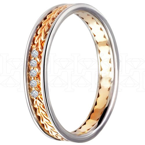 Фото - Кольцо обручальное из цветного золота с бриллиантами из коллекции "Обручальные кольца с дорожкой" R3225-4751 (241)