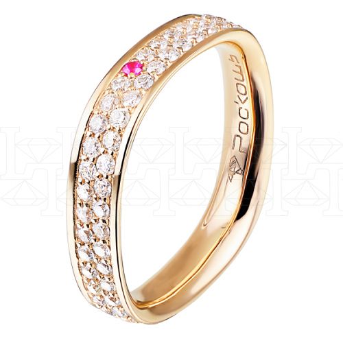 Фото - Кольцо квадратное из рыжего золота с бриллиантами из коллекции "Обручальные кольца с дорожкой" R4713-6033 (241)