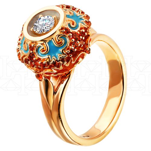 Фото - Кольцо из рыжего золота с бриллиантом из коллекции "Ольга" R3444-4182 (772)
