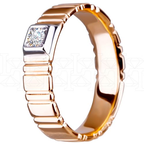 Фото - Кольцо обручальное из рыжего золота с бриллиантом из коллекции "Обручальные кольца с  одним бриллиантом" R1866-2354 (243)