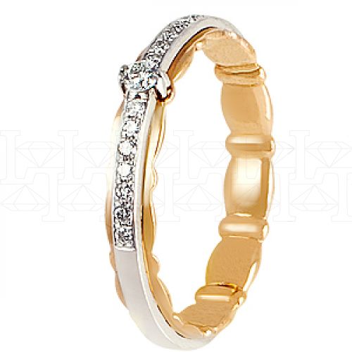 Фото - Кольцо обручальное из цветного золота с бриллиантом из коллекции "Обручальные кольца с дорожкой" R3222-4012 (241)