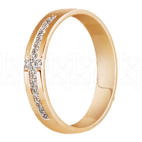 Фото - Кольцо обручальное из рыжего золота с бриллиантами из коллекции "Обручальные кольца с дорожкой" R1851-2115 (241)