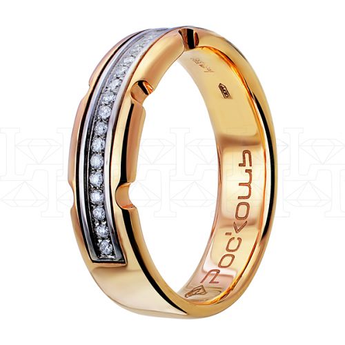 Фото - Кольцо обручальное из белого золота с бриллиантами из коллекции "Обручальные кольца с дорожкой" R3192-4016 (241)
