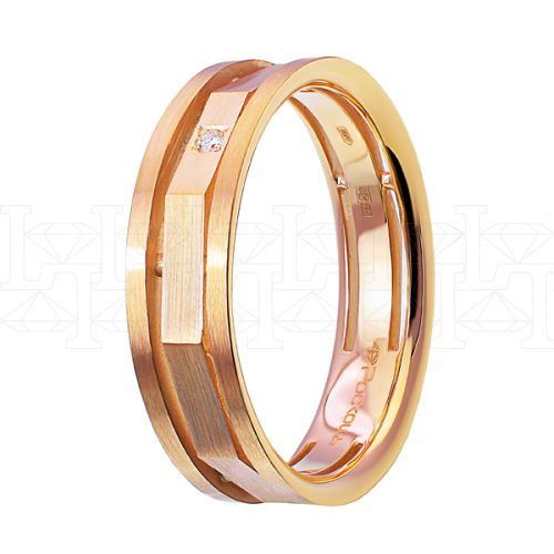 Фото - Кольцо из рыжего золота с бриллиантом из коллекции "Парные обручальные кольца" R7960-10978 (210)