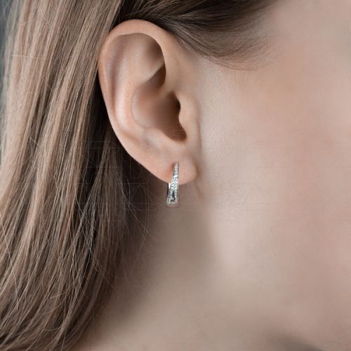 Серьги из белого золота с бриллиантами E6679-9167 - "Роскошь"