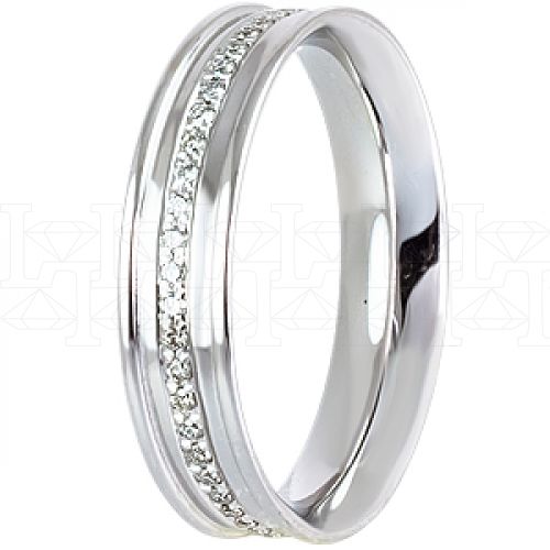 Фото - Кольцо обручальное из белого золота с бриллиантами из коллекции "Обручальные кольца с дорожкой" R3184-4022 (241)
