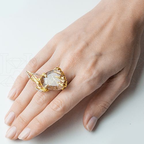 Фото - Кольцо из желтого золота с коньячными бриллиантами из коллекции "Русское поле" R7678-10597 (715)