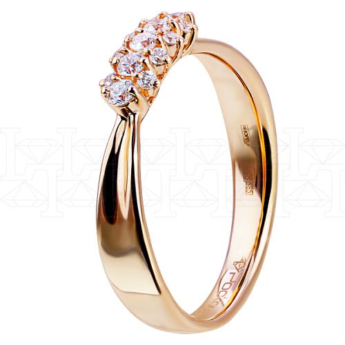 Фото - Кольцо из рыжего золота с бриллиантами из коллекции "Обручальные кольца с дорожкой" R3751-4445 (241)