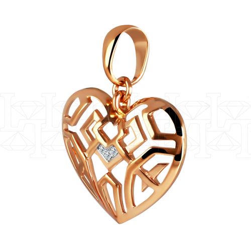 Фото - Подвеска сердце из белого золота с бриллиантами P3568-4793 (193)