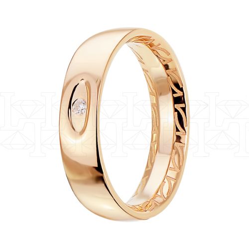 Фото - Кольцо обручальное из рыжего золота с бриллиантом из коллекции "Парные обручальные кольца" R4156-5930 (210)
