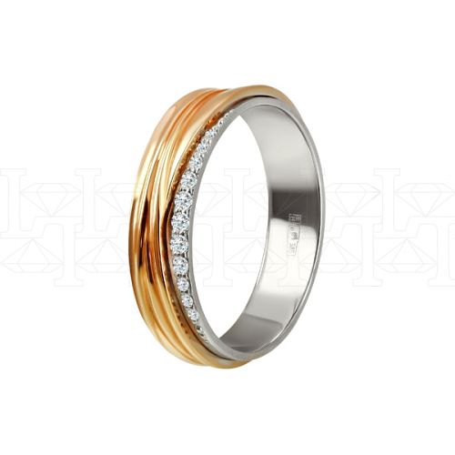 Фото - Кольцо обручальное из рыже-белого золота с бриллиантами из коллекции "Парные обручальные кольца" R4147-4909 (210)