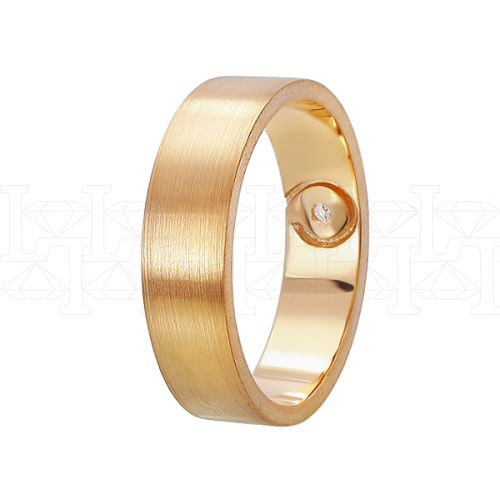 Фото - Кольцо обручальное из рыжего золота с бриллиантом из коллекции "Парные обручальные кольца" R4728-5576 (210)