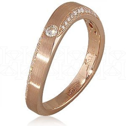 Фото - Кольцо обручальное из рыжего золота с бриллиантами из коллекции "Обручальные кольца с дорожкой" R16407 (241)