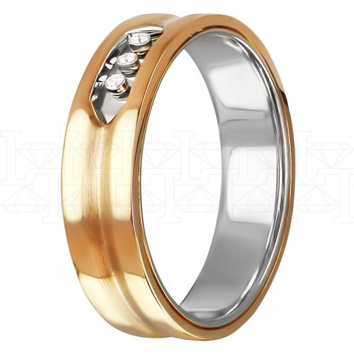 Фото - Кольцо двойное из цветного золота с бриллиантами из коллекции "Двойные обручальные кольца" R2491-3079 (242)