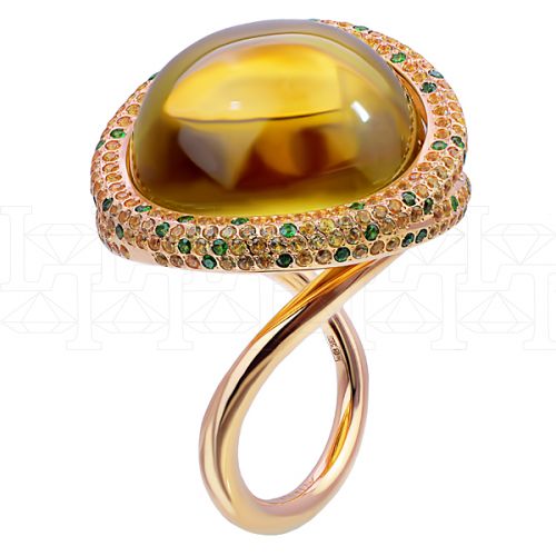 Фото - Кольцо из рыжего золота с цитрином из коллекции "Акварель" R6298-8418 (420)