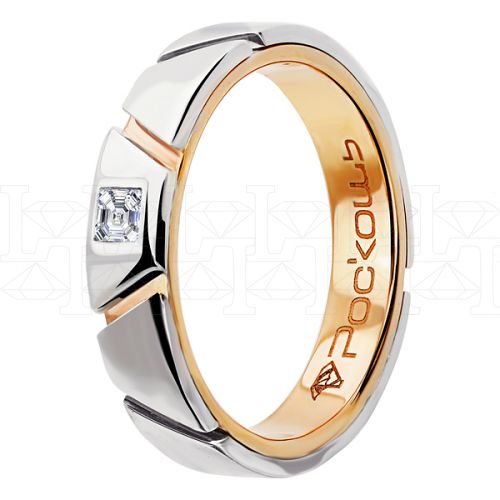 Фото - Кольцо обручальное из рыже-белого золота с бриллиантом из коллекции "Парные обручальные кольца" R4685-5557 (210)