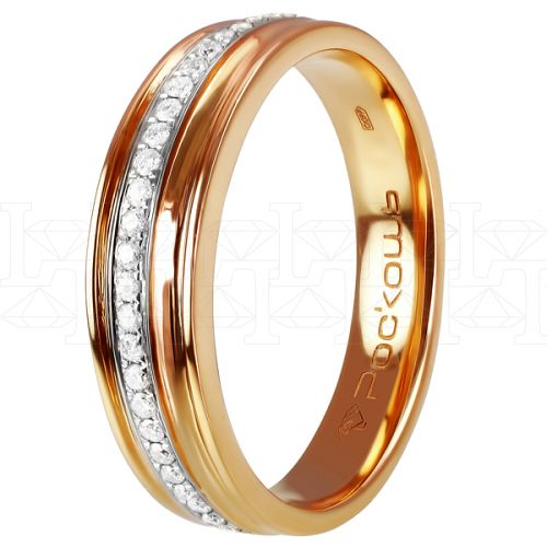 Фото - Кольцо обручальное из белого золота с бриллиантами из коллекции "Обручальные кольца с дорожкой" R2058-2291 (241)
